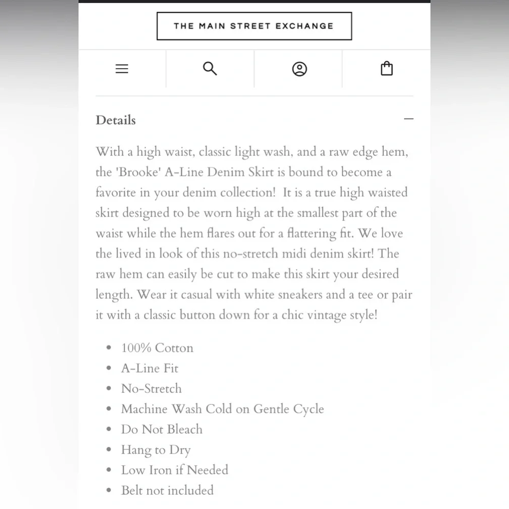 Main Street Exchange “Brooke” A-Line Midi Denim Skirt - Picture 4 of 9